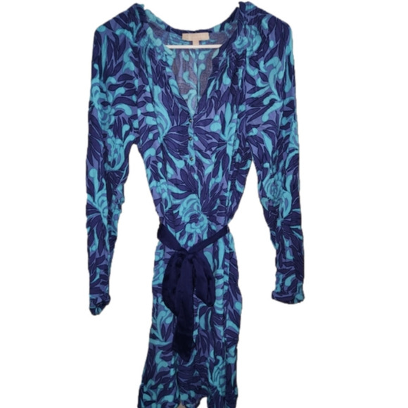 Banana Republic Rayon Lavender/Teal/Bluish Purple Dress Size 8 Easter - Picture 2 of 14